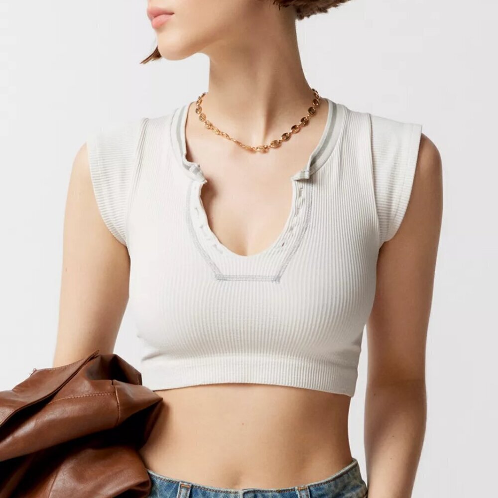 NWT UO Out From Under Go For Gold Ivory Seamless Top